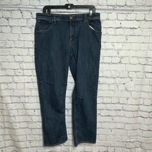 Marmot Men’s Pipeline Dark Blue 5 Pocket Straight Jeans Size 34, 30” Inseam